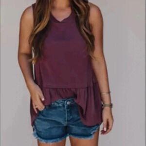 Anthropologie Mote Size Small Mauve Tank Top Layering Casual Figure Flattering D